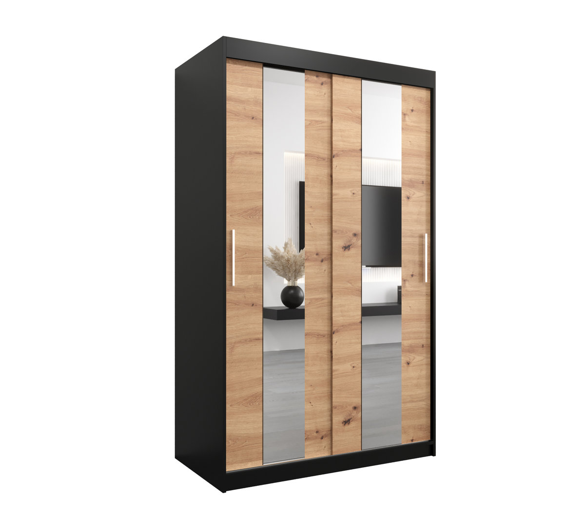 Szafa przesuwna Garderoba POLE 120 gł. 62 czarny/artisan