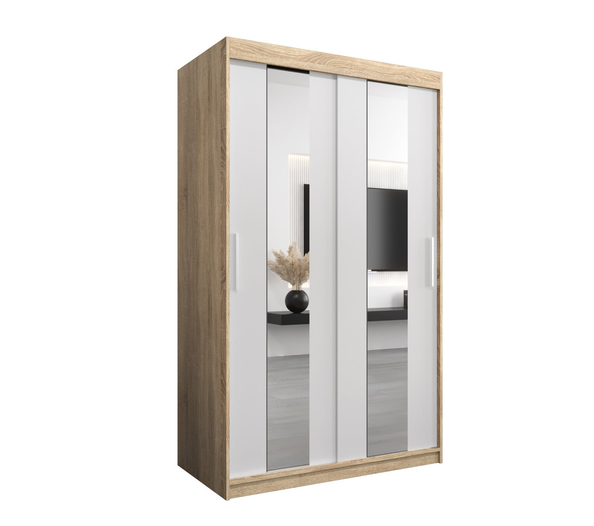 Szafa przesuwna Garderoba POLE 120 gł. 62 sonoma/biały