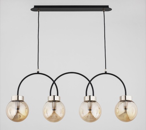 Darso lampa wisząca 4xE14 czarna/bursztynowy 63294