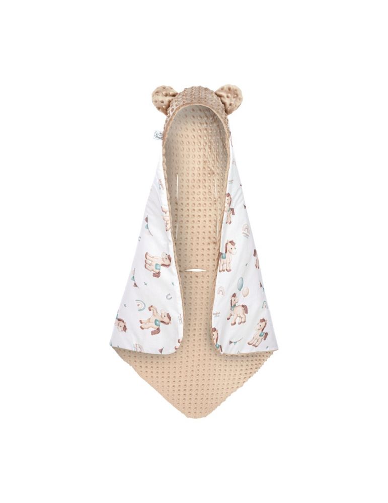 Bonjour Cherie Kocyk bawełniany do fotelika samochodowego 90/90 Koniki minky Beige