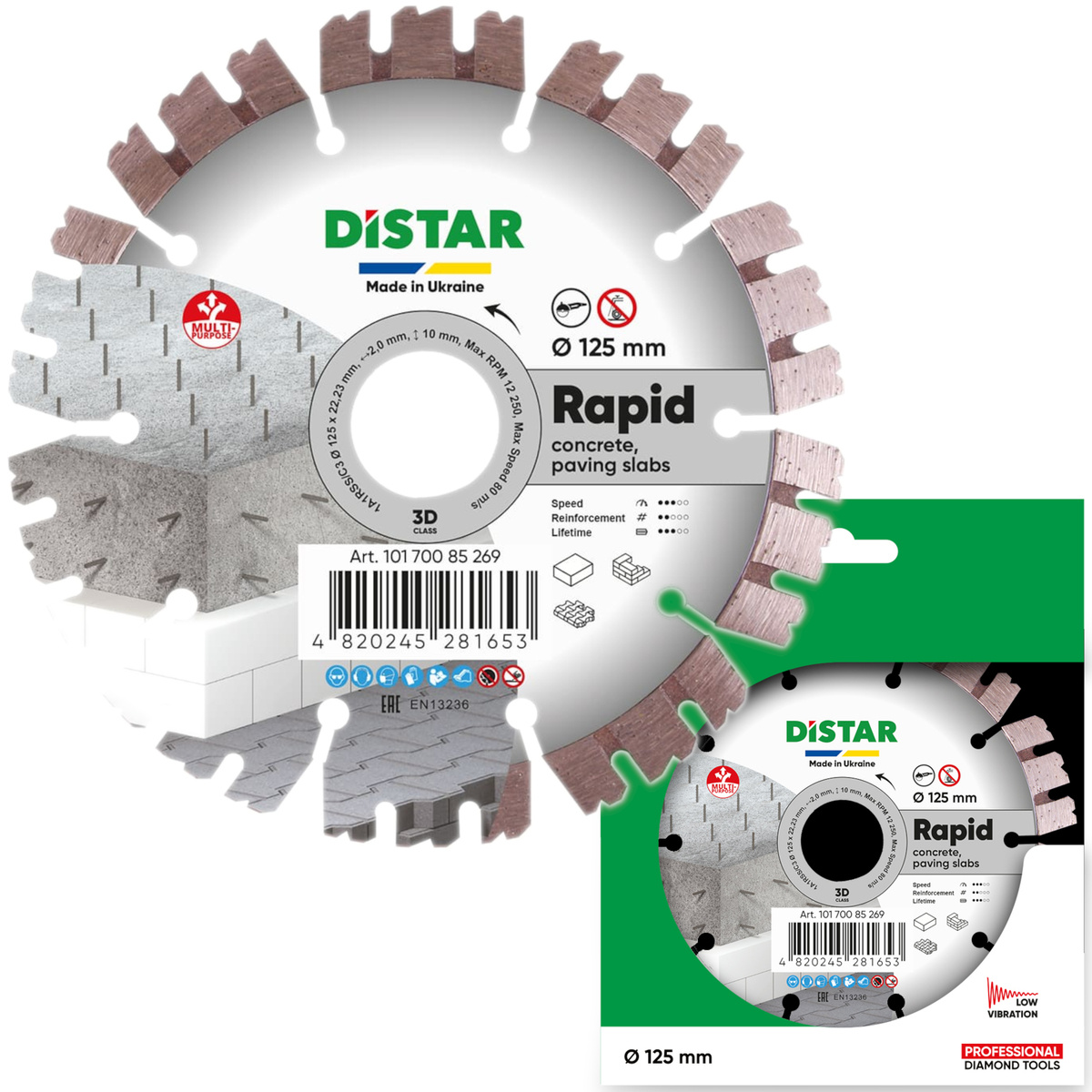 Tarcza diamentowa do cięcia betonu 125x22,23 mm Distar 10170085269