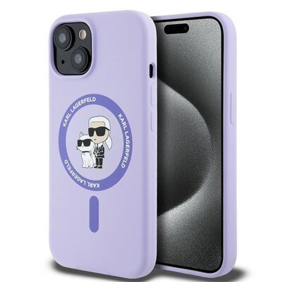 Etui KARL LAGERFELD Silicone KC Heads MagSafe do Apple iPhone 15 Fioletowy