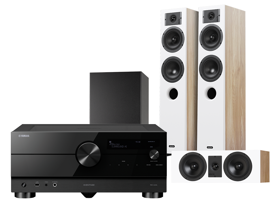 Yamaha RX-A4A (czarny) +Diva 5 (dąb) + Diva 7 (dąb) + Basso 880 (czarny)