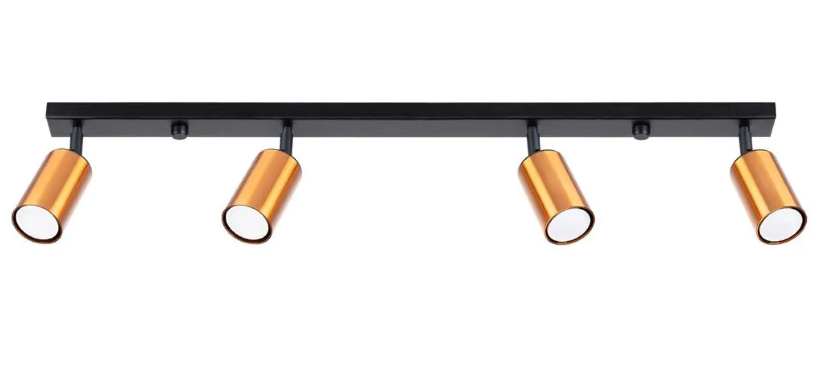 Czteropunktowy spot sufitowy czarny + miedź - 4X A574 H6-A63