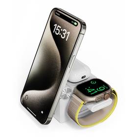 Bezprzewodowa ładowarka CubeNest E311, 3v1 s podporou MagSafe (E311WT) Biała