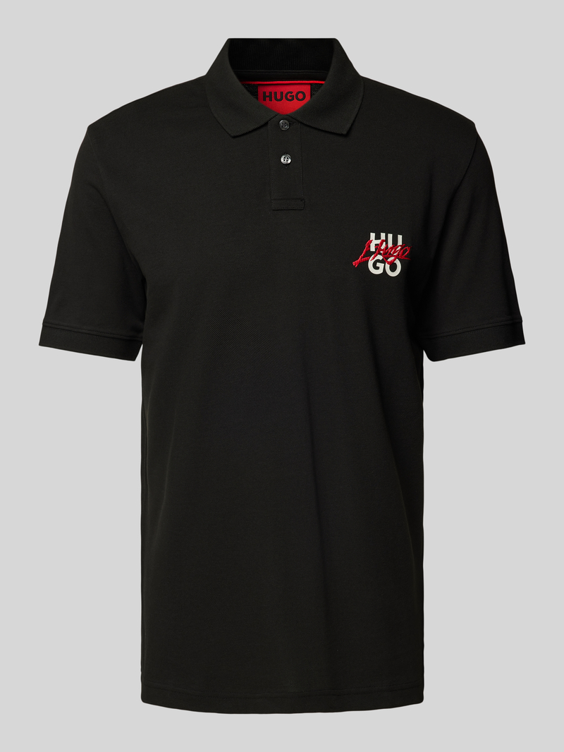 Koszulka polo o kroju regular fit z nadrukiem z logo i wyhaftowanym logo