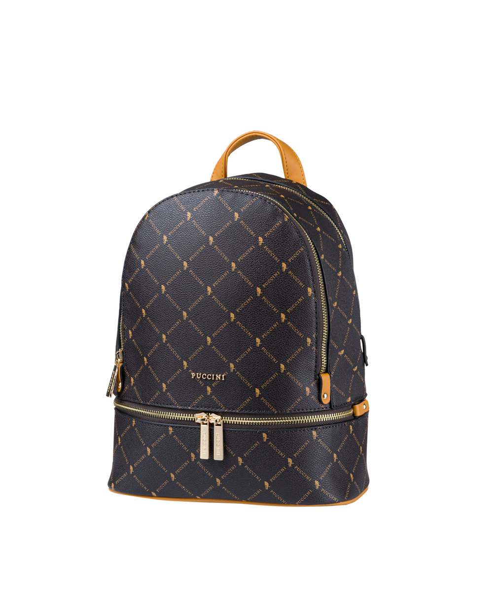 Dwukomorowy Plecak Damski PUCCINI Na Zamek Monogram BLXP0010 2