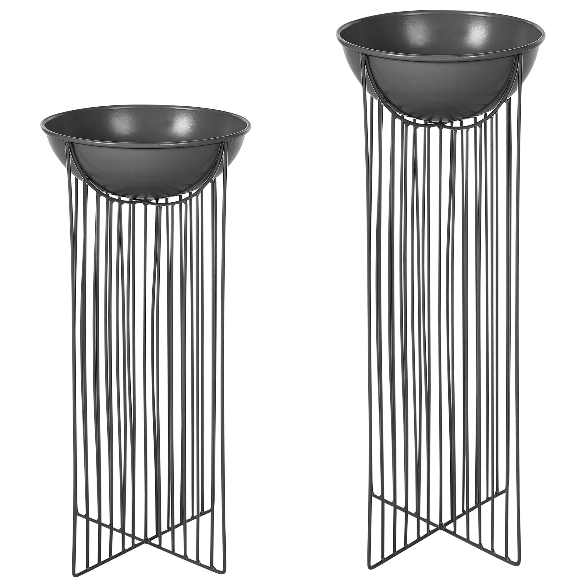Zestaw 2 doniczek na nóżkach FICARIA Metal 22 cm Czarny