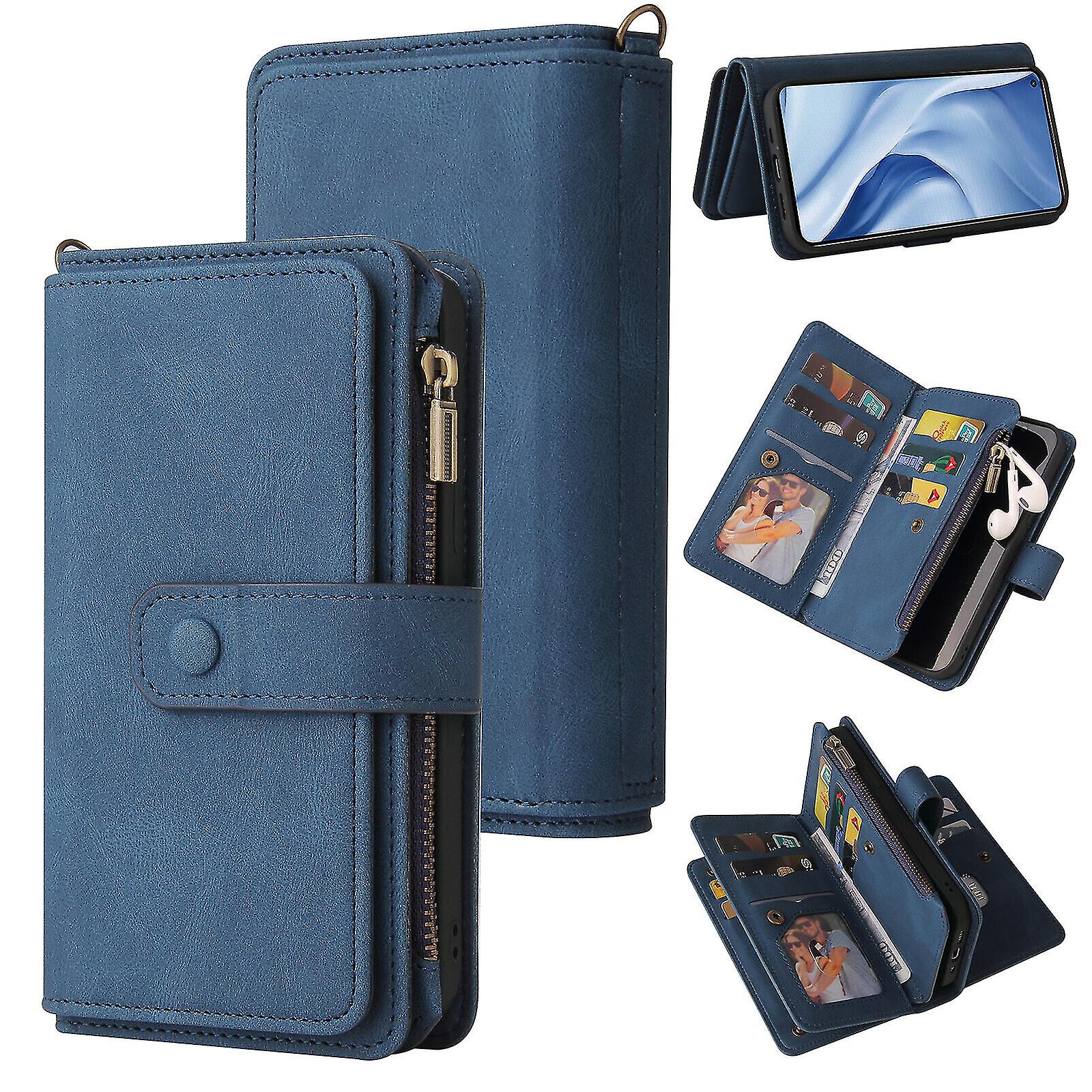 Xiaomi Mi 11 Lite 5g Case Portfel Flip Card Holder Pu Leather Magnetic Protective Flip Cover - Niebieski