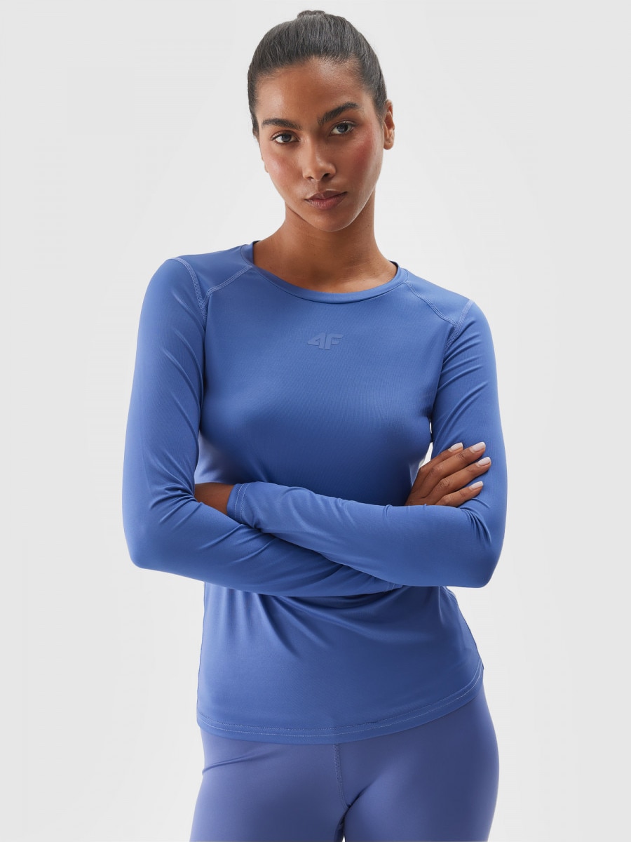 Damski longsleeve treningowy 4F 4FWAW24TFLOF276 - niebieski