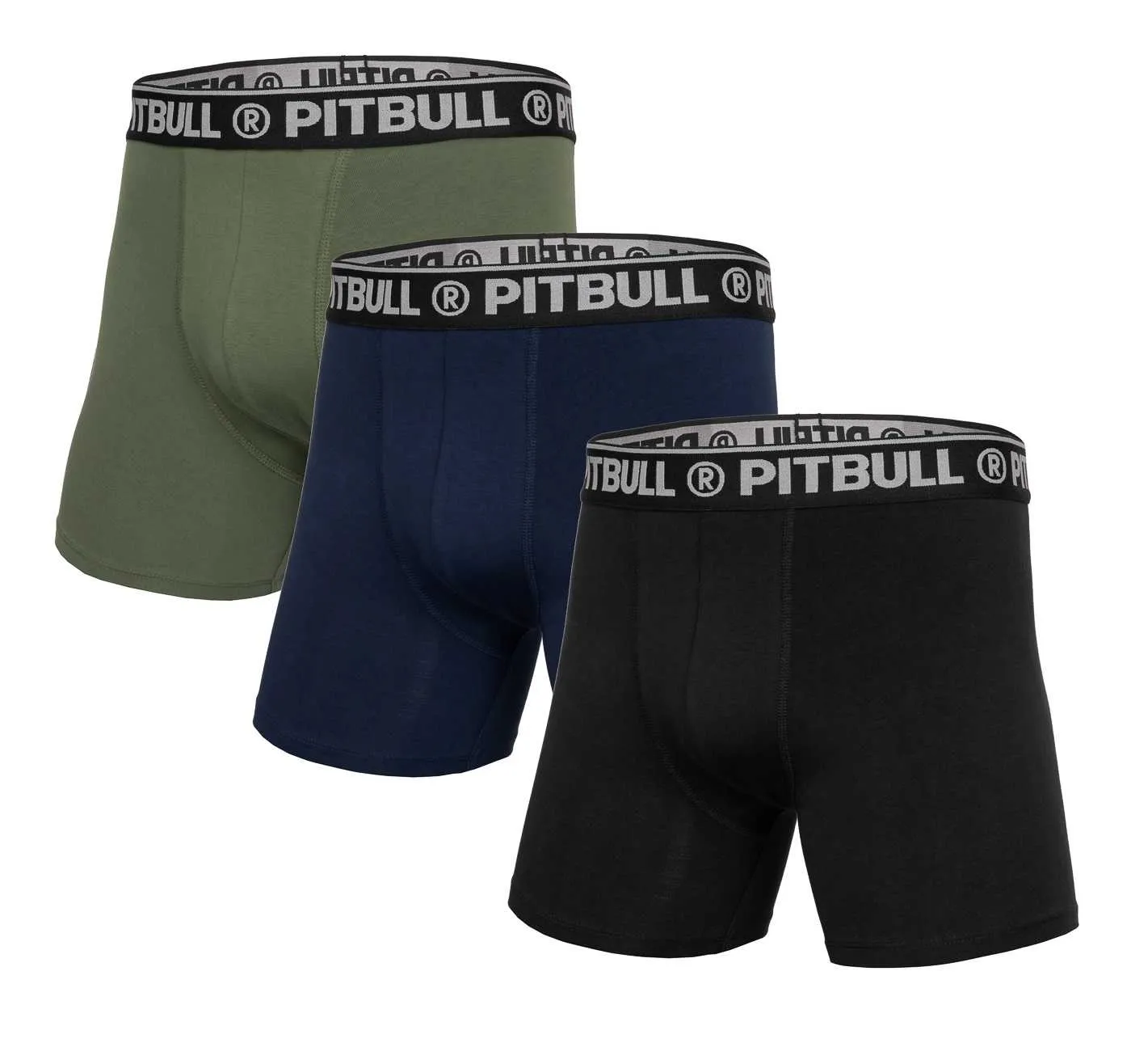 Bokserki 3-pak Pit Bull - Czarne/Oliwkowe/Granatowe  S