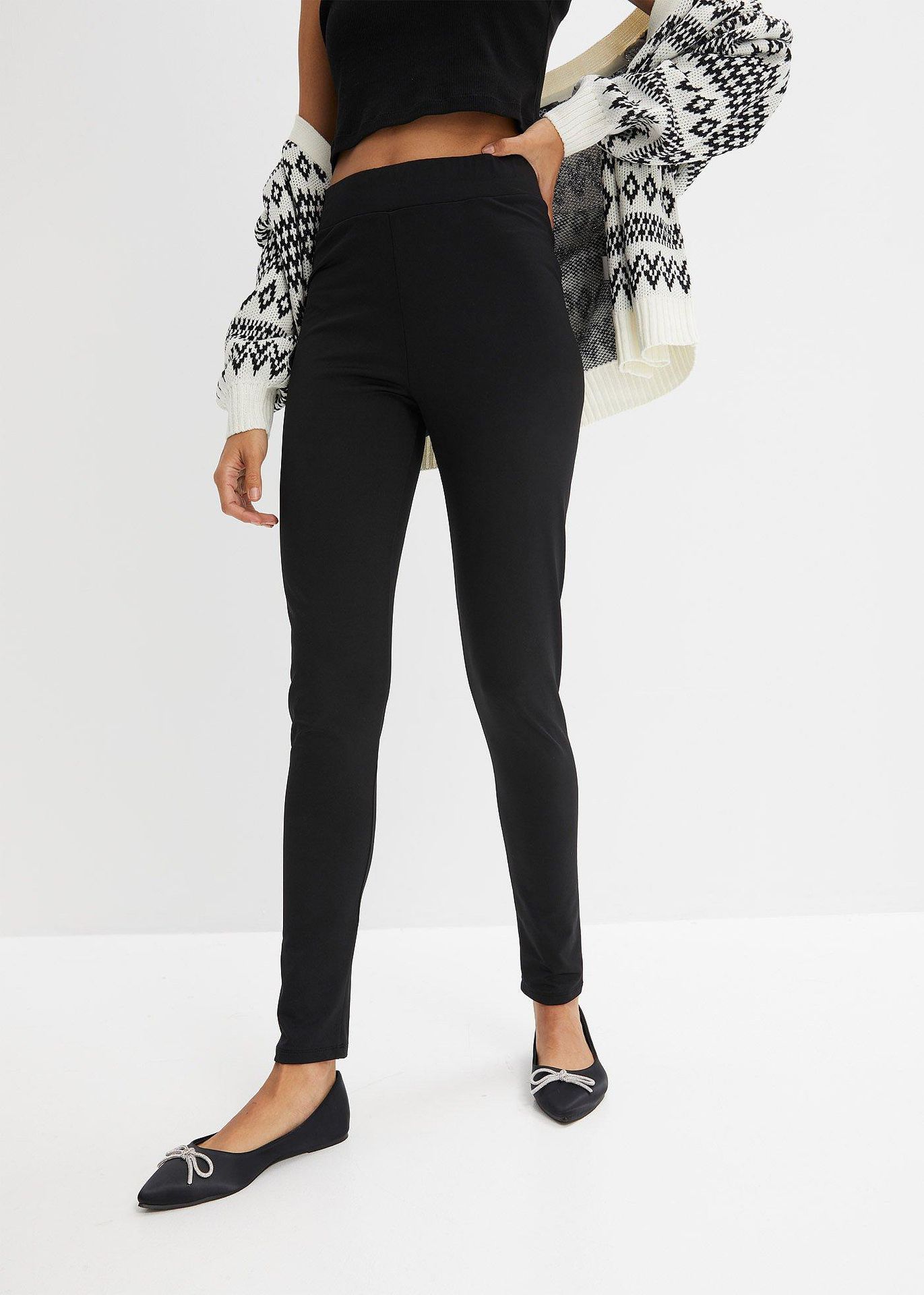 Legginsy termoaktywne, high-waist, z szerokim wygodnym paskiem - bonprix