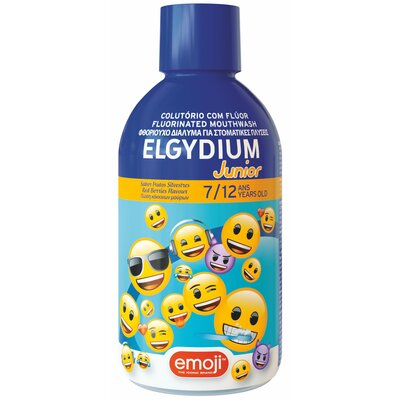 Elgydium Eludril Elgydium EMOJI płyn do płukania jamy ustnej JUNIOR 500ml truskawkowo-malinowy