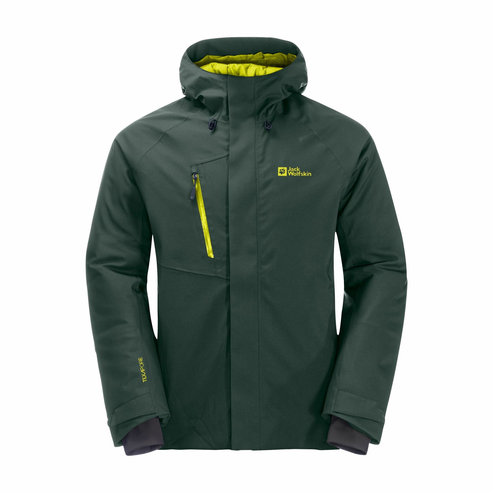 Męska kurtka hadshellowa Jack Wolfskin TROPOSPHERE INS JKT M black olive / firefly - S