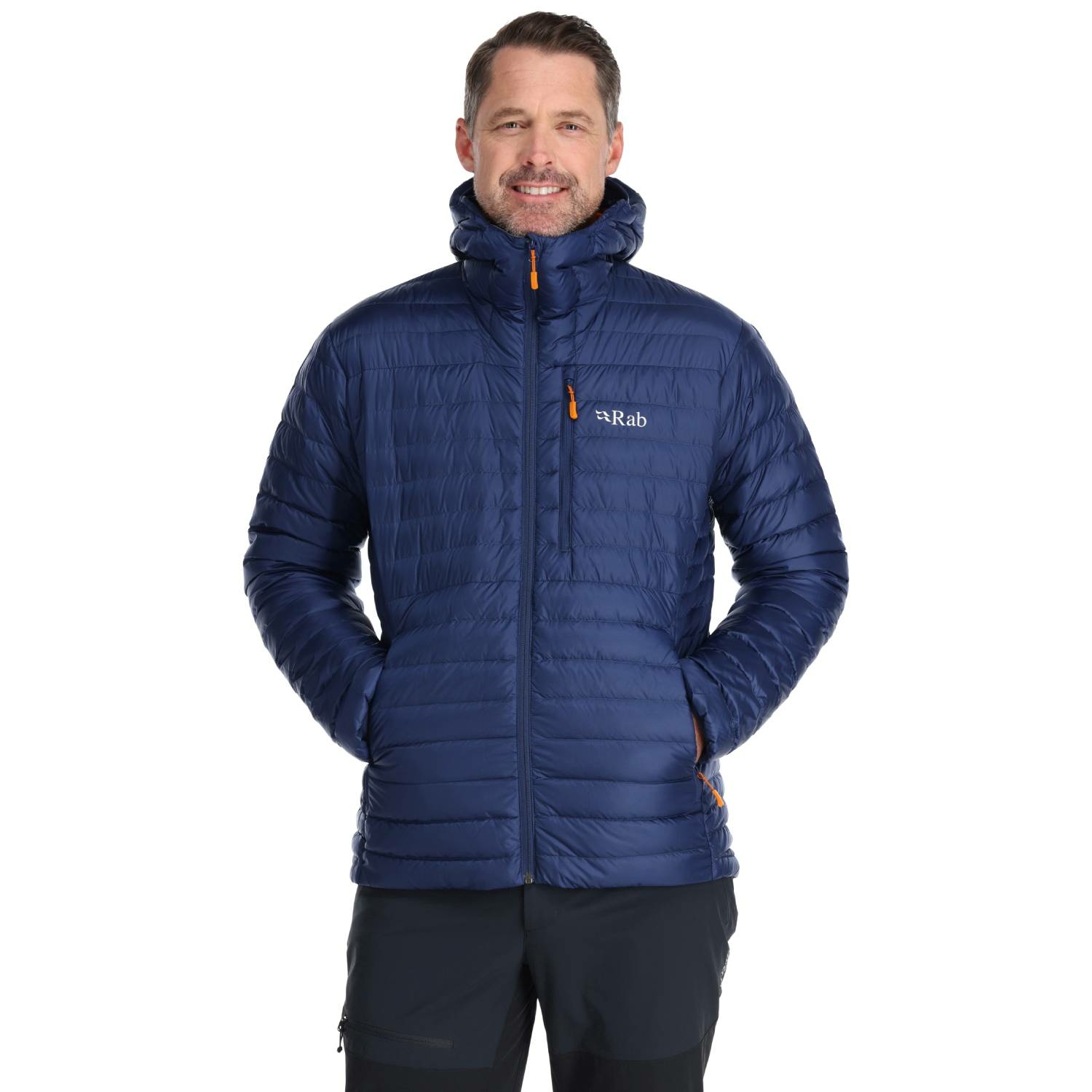 Męska kurtka puchowa Rab Microlight Alpine Jacket deep ink/marmalade - S