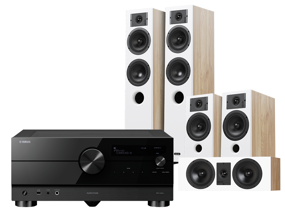 Yamaha RX-A4A (czarny) + Diva 5 (dąb) + Diva 3 (dąb) + Diva 7 (dąb)