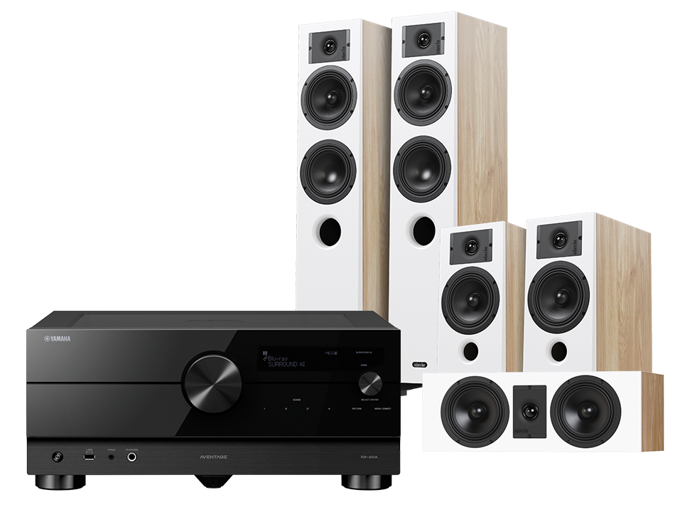 Yamaha RX-A6A (czarny) + Diva 5 (dąb) + Diva 3 (dąb) + Diva 7 (dąb)