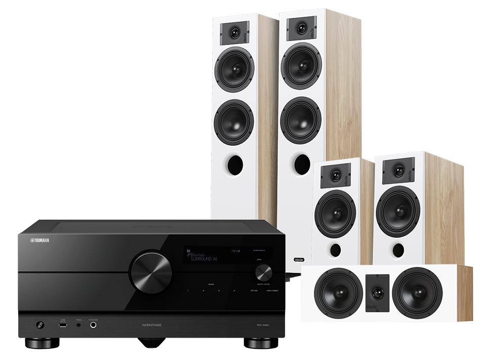 Yamaha RX-A8A (czarny) + Diva 5 (dąb) + Diva 3 (dąb) + Diva 7 (dąb)
