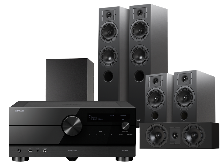 Yamaha RX-A4A (czarny) + Diva 5 (czarny) +Diva 3 (czarny) + Diva 7 (czarny) + Basso 880 (czarny)