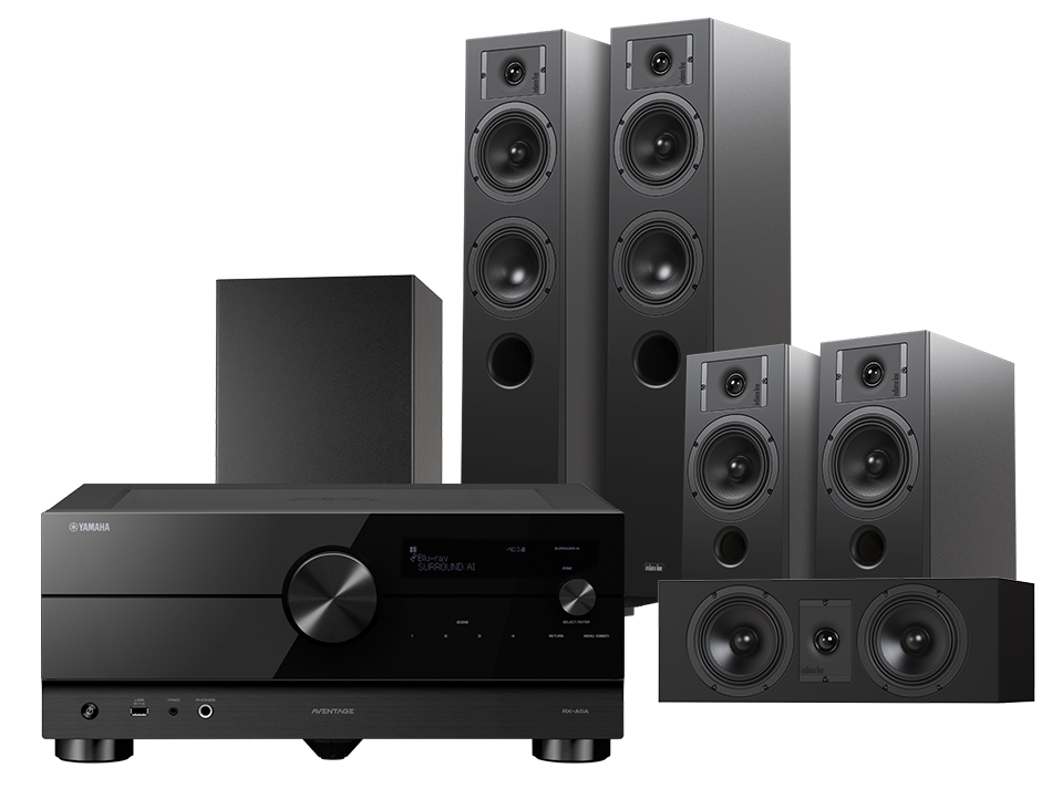 Yamaha RX-A6A (czarny) + Diva 5 (czarny) +Diva 3 (czarny) + Diva 7 (czarny) + Basso 880 (czarny)