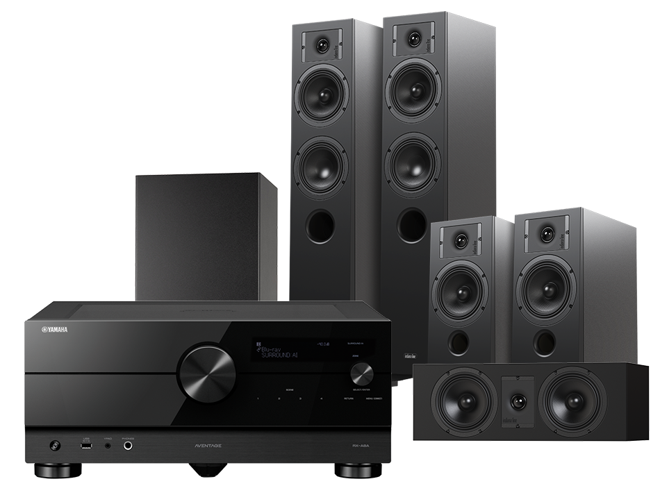 Yamaha RX-A8A (czarny) + Diva 5 (czarny) +Diva 3 (czarny) + Diva 7 (czarny) + Basso 880 (czarny)