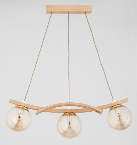Sana lampa wisząca 3xE14 drewno/złota 62495