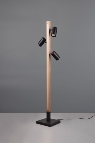 Marley lampa podłogowa 3xGU10 + 1xLED/20W drewno/czarna 412510432