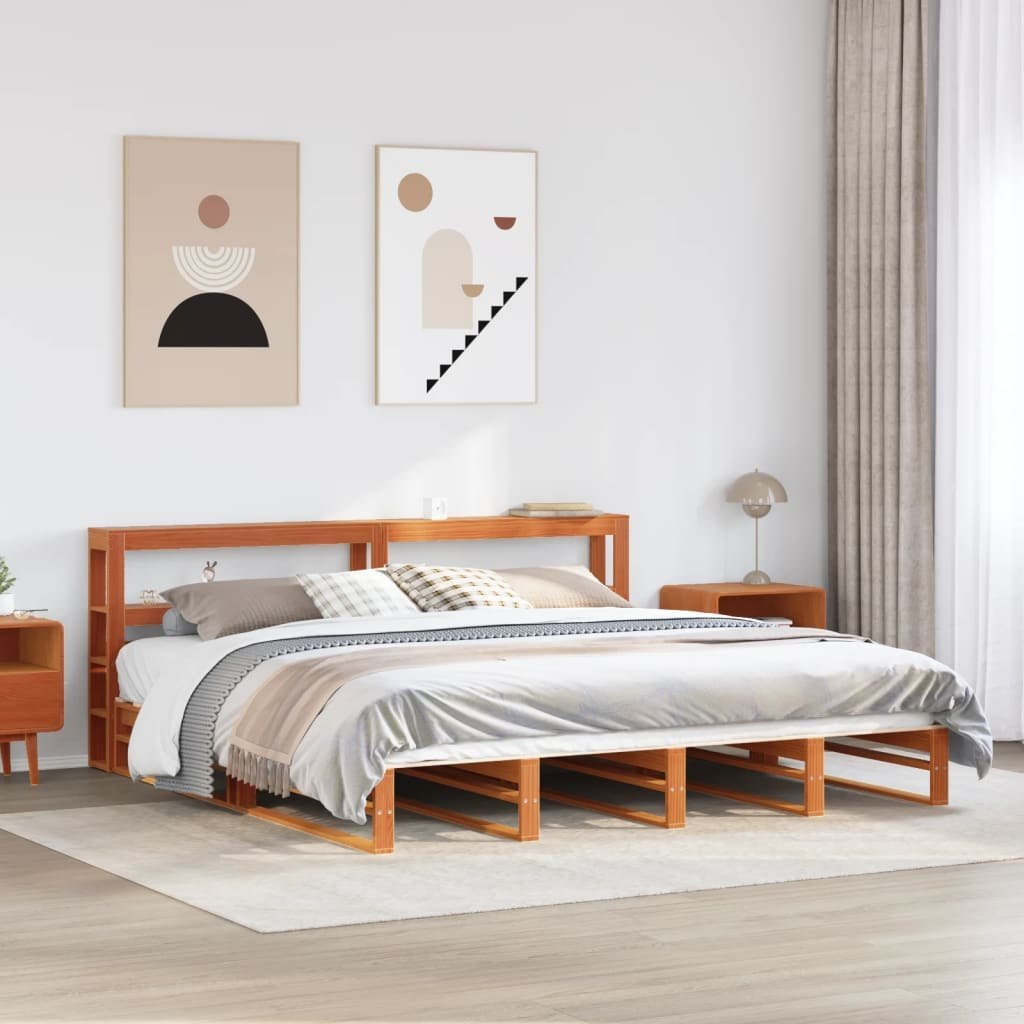 Rama łóżka bez materaca, woskowy brąz, 180x200 cm, lita sosna