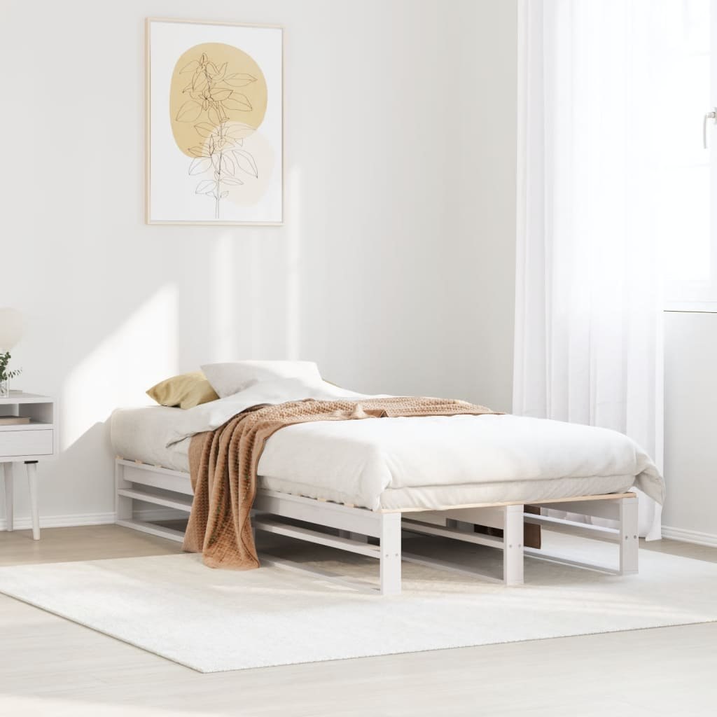 Rama łóżka bez materaca, biała, 100x200 cm, lite drewno sosnowe