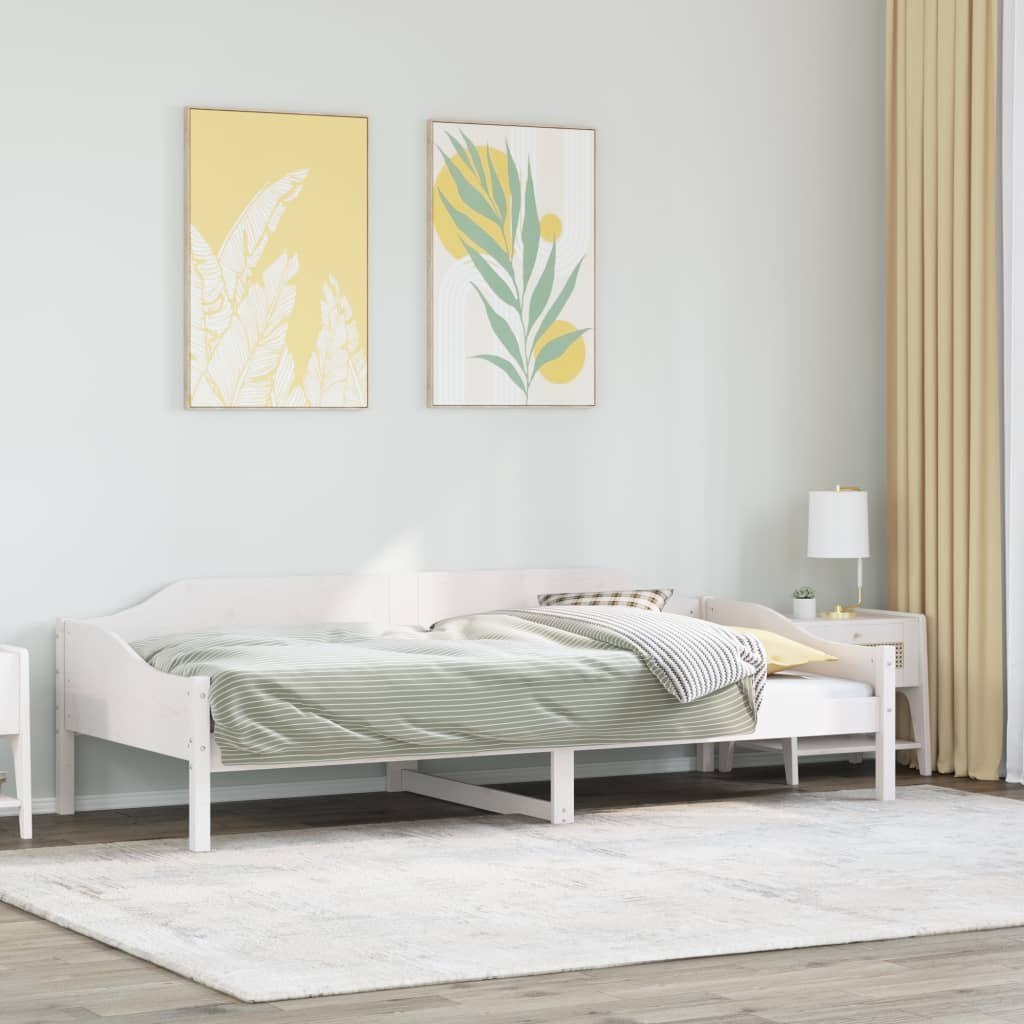 Rama łóżka bez materaca, biała, 90x190 cm, lite drewno sosnowe