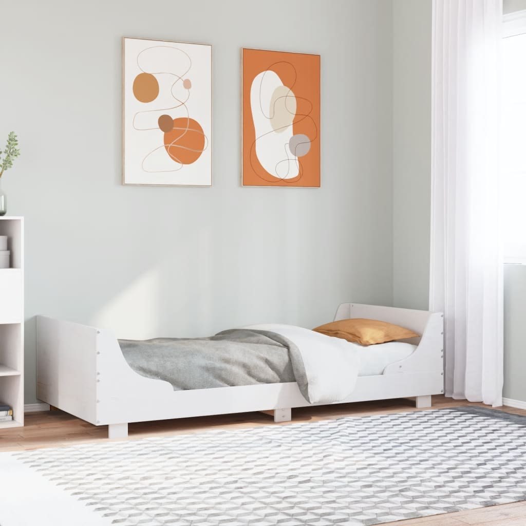 Rama łóżka bez materaca, biała, 90x200 cm, lite drewno sosnowe