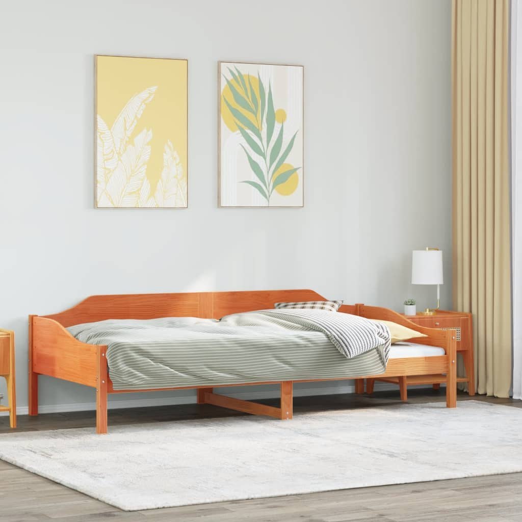 Rama łóżka bez materaca, woskowy brąz, 90x200 cm, lita sosna