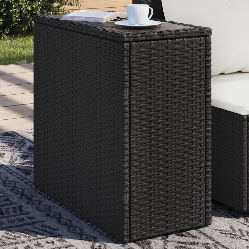 Stolik ogrodowy ze szklanym blatem, czarny, 58x27,5x55 cm Lumarko!