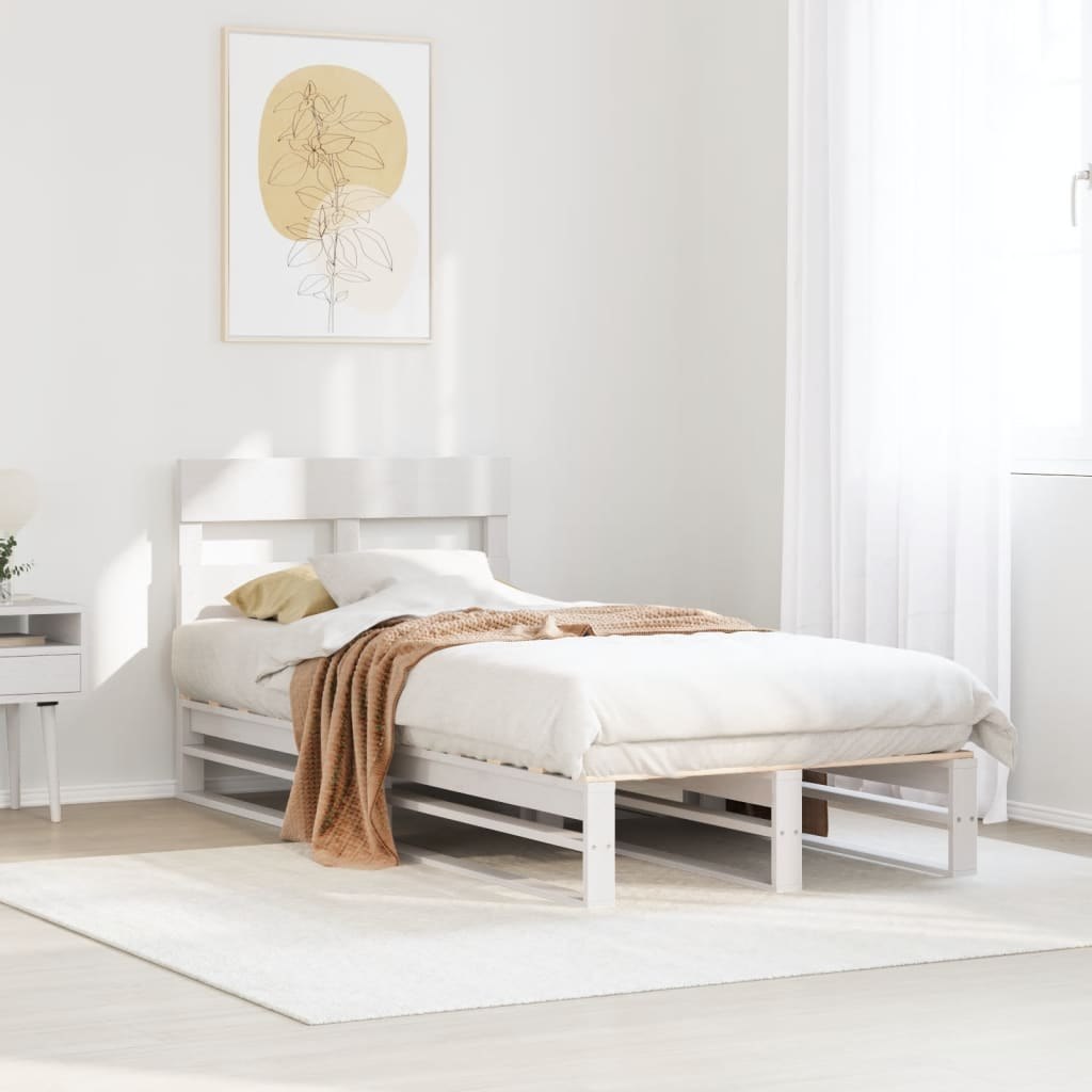 Rama łóżka bez materaca, biała, 100x200 cm, lite drewno sosnowe