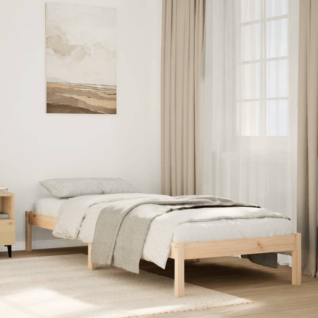 Dłuższe łóżko bez materaca, 90x210 cm, lite drewno sosnowe