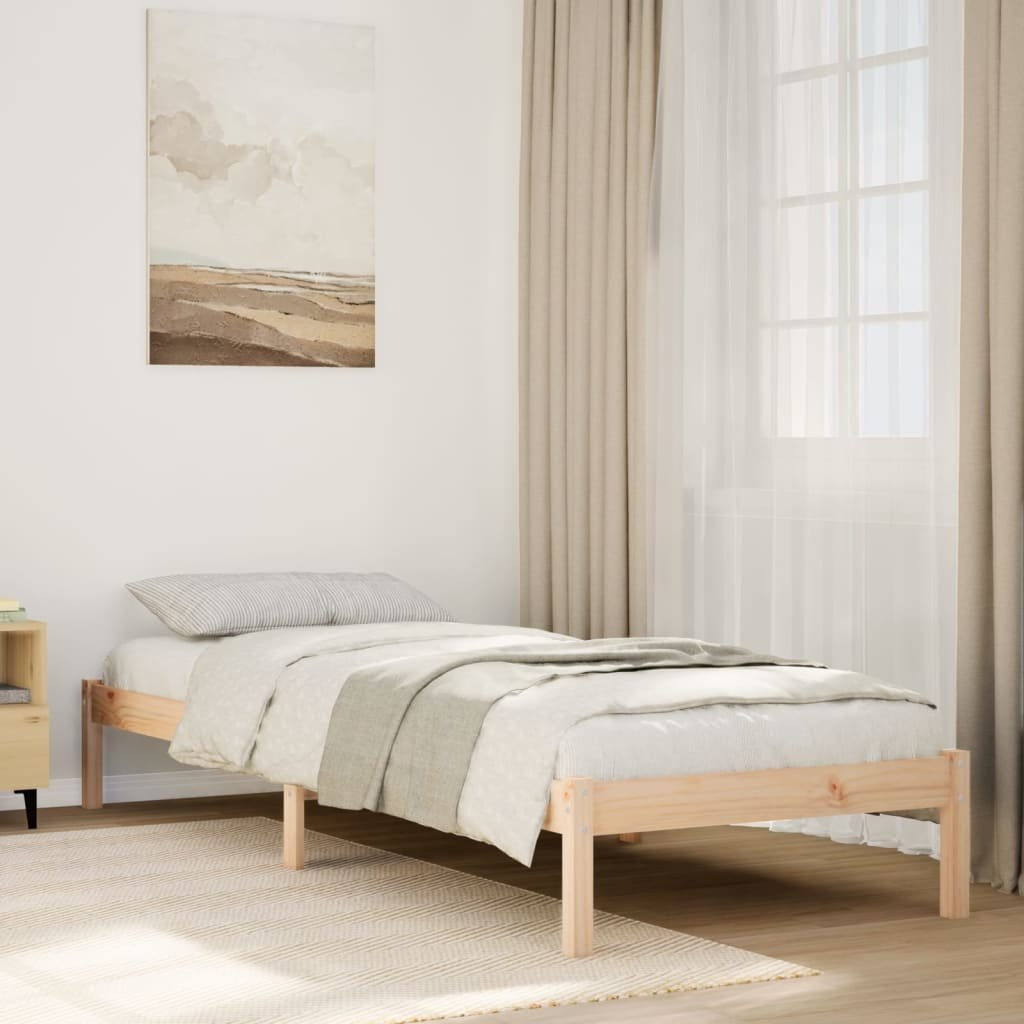 Dłuższe łóżko bez materaca, 80x210 cm, lite drewno sosnowe