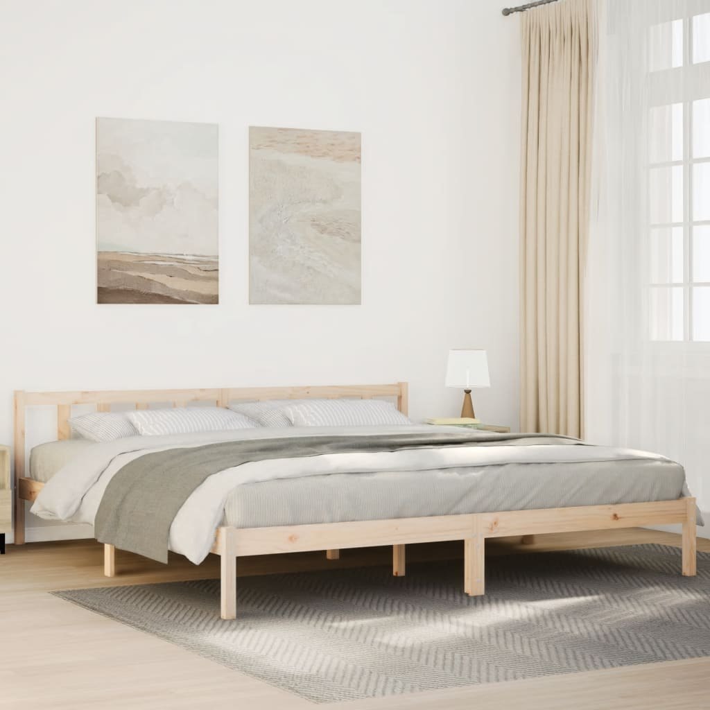 Dłuższe łóżko bez materaca, 180x220 cm, lite drewno sosnowe