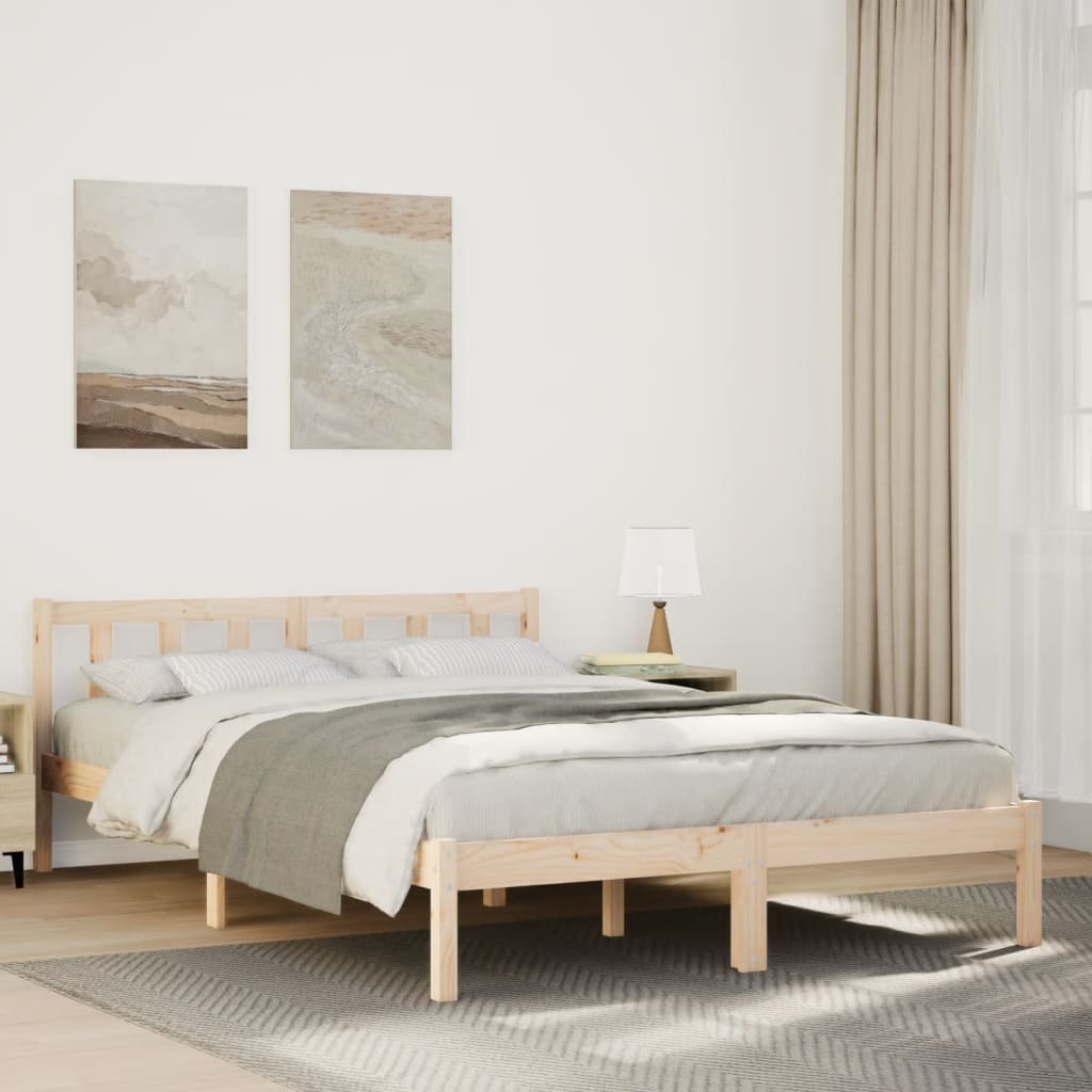 Dłuższe łóżko bez materaca, 160x220 cm, lite drewno sosnowe