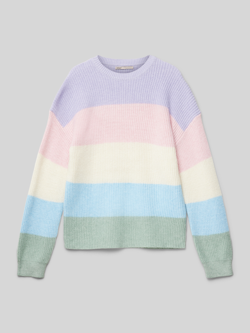 Sweter z dzianiny o kroju regular fit z szerokim wzorem w paski model ‘SANDY’