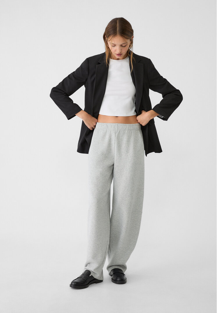 Stradivarius Spodnie jogger balloon  Popielaty XS