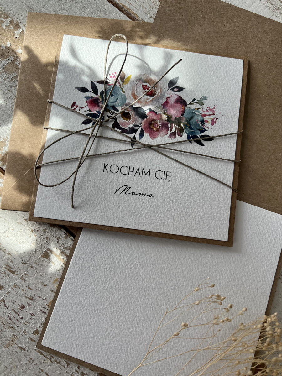 Ręcznie robiona kartka na dzień matki, dla mamy - Kocham Cię Mamo