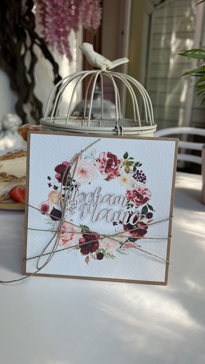 Ręcznie robiona kartka na dzień matki dla mamy, kocham Cię mamo