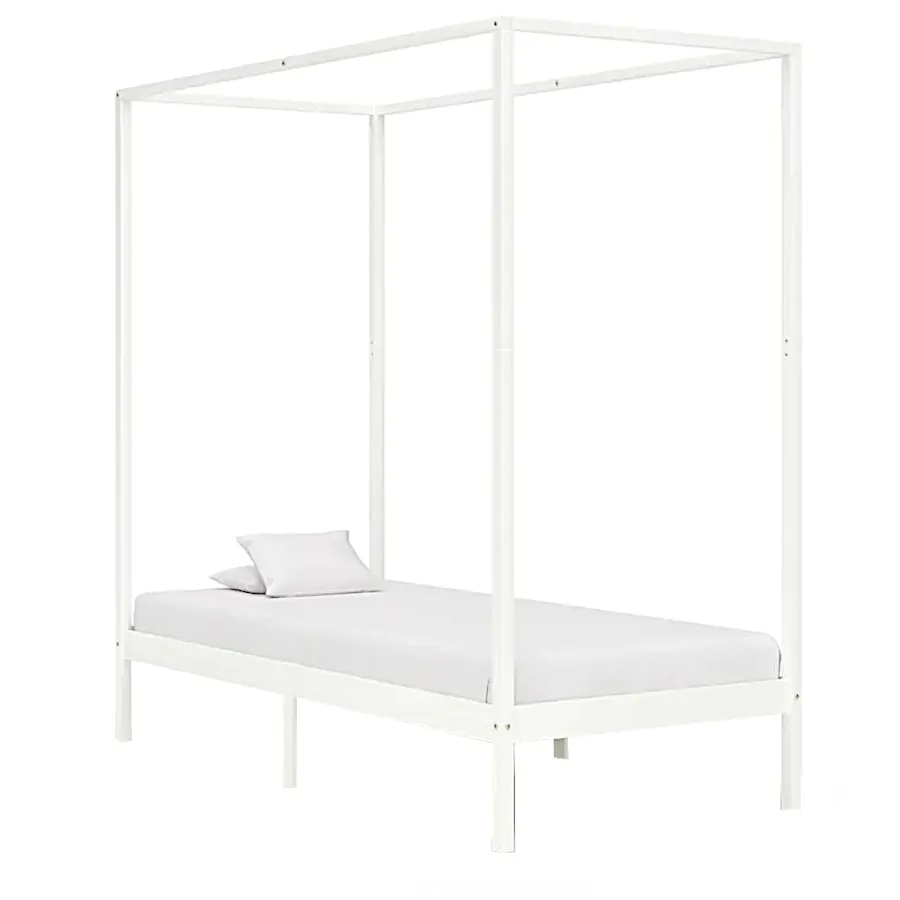 Białe pojedyncze łóżko z baldachimem 100x200cm H8-B74