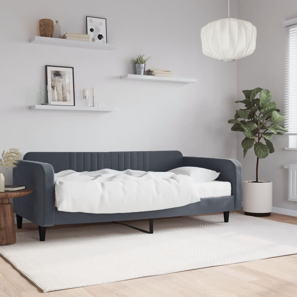 Sofa z materacem do spania, ciemnoszara, 100x200 cm, aksamit