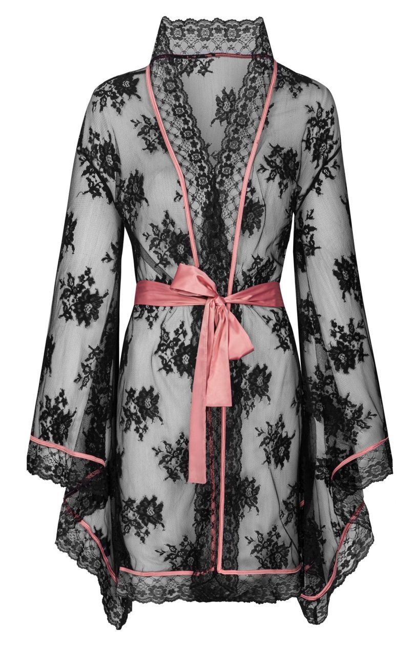 Cellisas czarny przejrzysty peniuar, Kolor czarny, Rozmiar S/M, LivCo Corsetti Fashion - Intymna