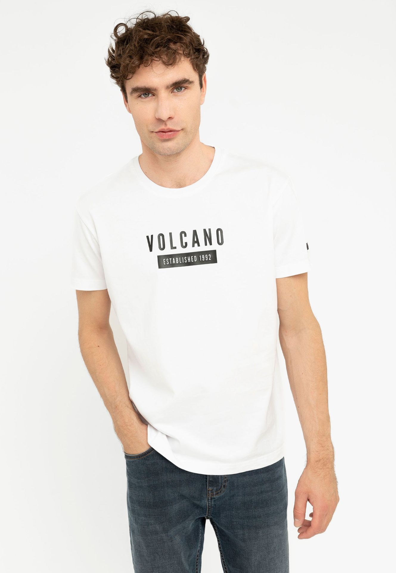 Koszulka z napisem, Comfort Fit, T-BRAD - Volcano