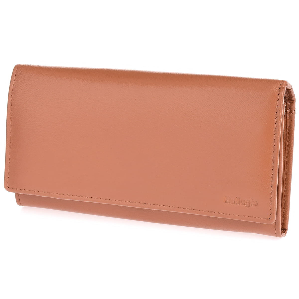 Pojemny portfel damski skórzany  - wielbłądzi