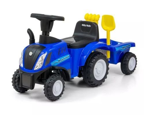 Jeździk odpychacz traktor z przyczepką i funkcjami dźwiękowymi oraz świetlnymi NEW HOLLAND niebieski