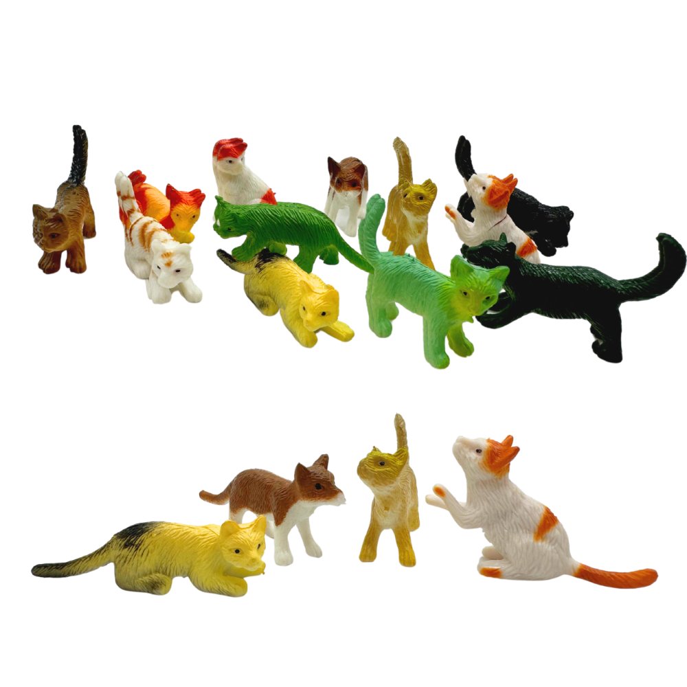 KOTKI FIGURKI zestaw DWANAŚCIE KOTÓW różne kolory