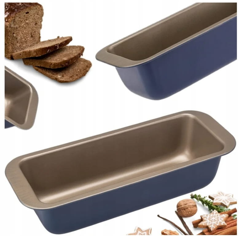 Forma do pieczenia blacha nieprzywieralna 26x9,5x7 cm granatowo-złota